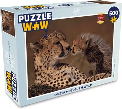 Puzzel Cheeta moeder en welp - Legpuzzel - Puzzel 500 stukjes