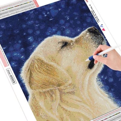 Peinture Diamant 5D Animal Chien Broderie Ronde Complète Vente Image Strass Diamant 20X30 beige