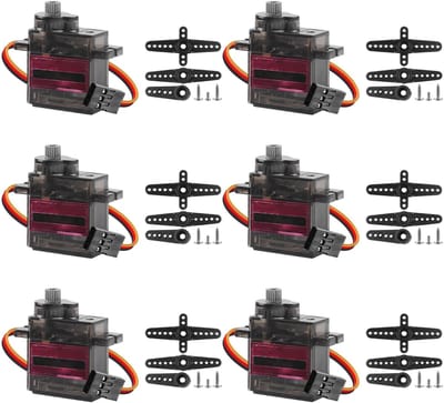 Dailygoods- Servomotor 6 Stuks - Micro-servomotor - Volmetalen Versnellingsbak - 180 Graden Bestuurbare Hoek - Lichtgewicht - Compatibel met Arduino - Mini Motor