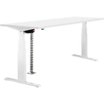 Schäfer Shop  Select NEVADA Bureautafel ,elektrisch in hoogte verstelbaar, breedte 1800 mm, tweetraps H 640 - 1300 mm, wit blad en alu onderstel