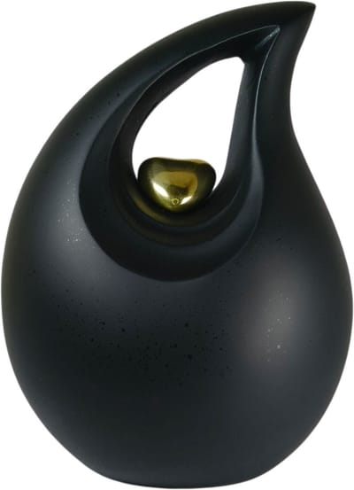 XXL As Urn - 3.8 Liter - Teardrop - Druppel Urn - Crematie Urn - Uniek - Voor Huisdieren of Menselijk As - Crematie As - Decoratie Urn - Black