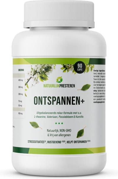 Ontspannen+ - Valeriaan extra sterk - Rhodiola - Rustgevende Anti Stress tabletten - Natuurlijk Kalmeringsmiddel - Rustgever - 90 caps