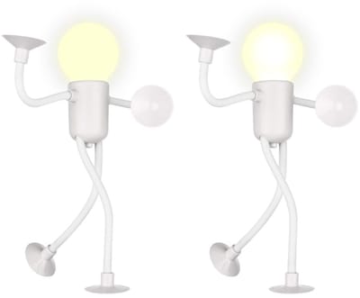 Ynkkvre - Vormbaar Atleten Nachtlampje met Zuignap – Warm LED Nachtlicht – Set van 2-Wit