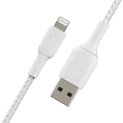 Belkin BOOST↑CHARGE Braided - USB-A naar Lightning Kabel - 3 Meter - 12W - Wit