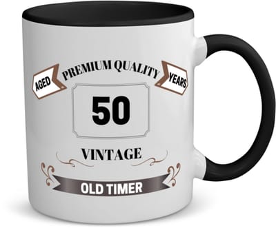 Akyol - 50 vintage old timer koffiemok - theemok - zwart - 49+1 - mensen die 50 zijn geworden - 50 jaar sarah en abraham cadeau - jubileum man en vrouw - verjaardags- grappige tekst - jarig - verjaardag - 350 ML inhoud