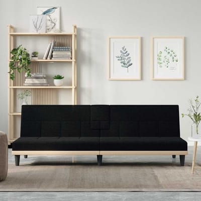 vidaXL - Slaapbank - met - bekerhouders - stof - zwart