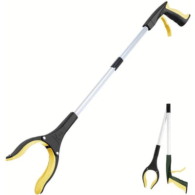 1-Pak 34 Inch Extra Lange Grijper Reacher met 360° Draaiende Bek & Magneet Opvouwbare Pickup Mobiliteitshulp Reikassistentie Gereedschap