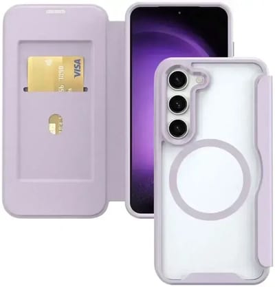 Portemonnee Hoesje Geschikt voor Samsung Galaxy S26 | Compatibel met MagSafe / Qi2 | Wallet Book Case met Magneet | Beschermhoes met Pasjeshouder | Paars