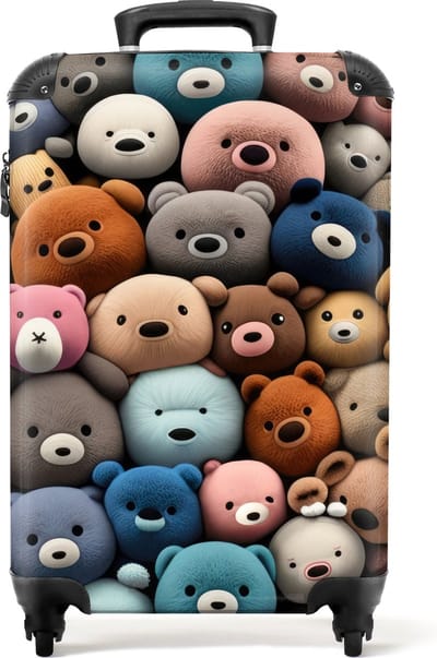 NoBoringSuitcases.com® - Kinderkoffer dieren - Kindertrolley beren knuffels - Handbagage koffer lichtgewicht - Reiskoffer trolley kinderen - Rolkoffer met wieltjes - Kinder valies - Past binnen 55x40x20 en 55x35x25