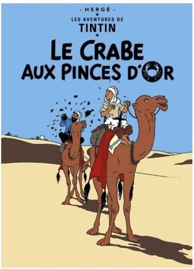 Kuifje Poster van album 'de krab met de gouden scharen' Franstalig, 50x70 cm, Officiële Kuifje Poster