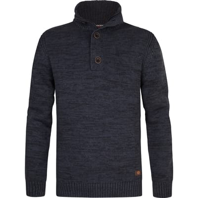 Petrol Industries Heren Trui - Gebreide Trui - Regular Fit - Opstaande Kraag - Katoen - Truien - Pullover - Blauw - Maat S