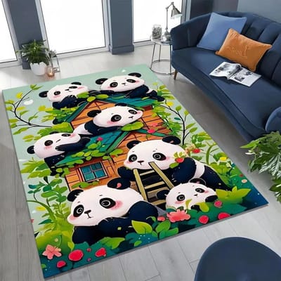 Schattige Panda Bamboe Print Vloermat Zacht Wasbaar Antislip Vlekbestendig Tapijt voor Woonkamer Slaapkamer Kinderkamer Huisdecoratie 40x60cm