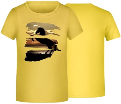 Geel kinder t shirt met paardenprint - Geel - 170/176