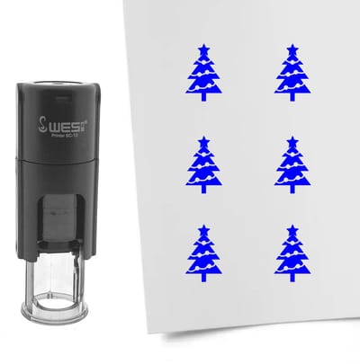 CombiCraft Stempel kerstboom 10mm rond blauwe inkt - per 1 stuk