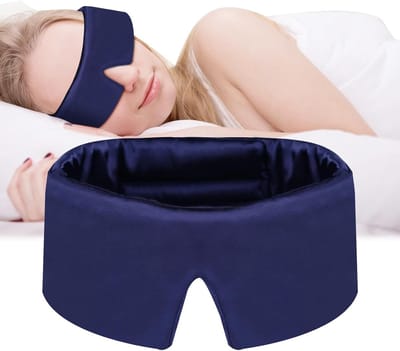 Zijde Slaapmasker voor Ogen, Ademend en Huidvriendelijk, Verstelbare Sluiting voor Comfortabel Slapen, Reizen en Naps (Blauw)