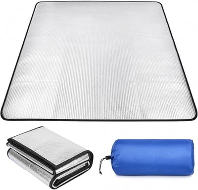 Aluminium Isolatiemat - 200 x 200 cm - Waterdichte Schuimmat met Aluminiumfolie - Voor Kamperen en Buitenactiviteiten