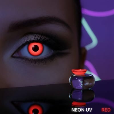 UV Rode Kleurlenzen - Rode uv-contactlenzen zonder sterkte - gekleurde contactlenzen met speciaal uv-effect voor carnaval en cosplay