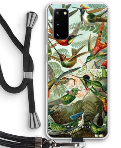 Case Company® - Hoesje met koord geschikt voor Samsung Galaxy S20 hoesje met Koord - Haeckel Trochilidae - Telefoonhoesje met Zwart Koord - Bescherming aan alle Kanten en Over de Schermrand