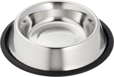 Hondenvoerbak - Voerbak RVS - Voeren en water geven - Antislip rand - 0.49 liter - Zilver