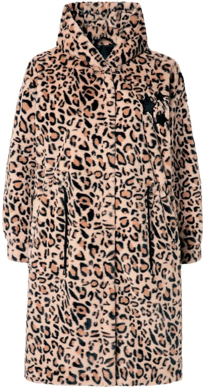 Angel of Style - Dames - Jasje A-lijn imitatiebont met luipaardmotief - Zwart - Maat 46+