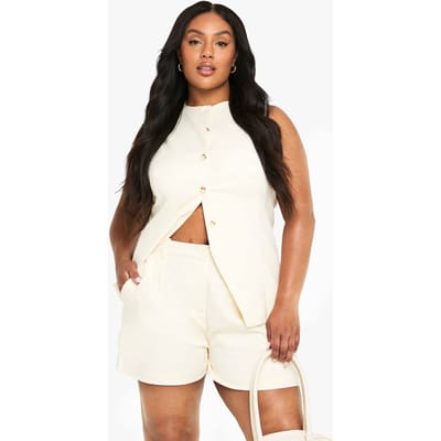 boohoo Dames Plus op maat gemaakte short | Lemon | Maat: 26