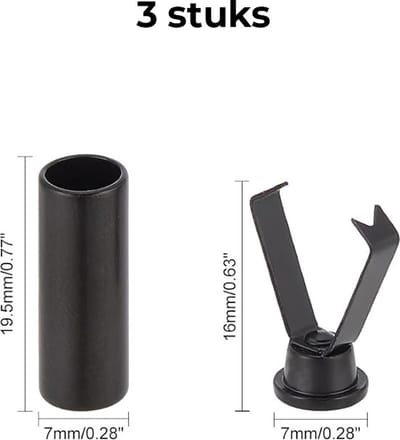 Zwarte Veterstiften - Metaal - 2 Stuks + 1 Gratis - 8mm x 20mm - Elegante Aglets - Tegen Rafelen en Slijtage - Zwart of Donkerzilver - Multifunctioneel - Voor Schoenveters, Rugzakken, Broeken en Trekkoorden - Vergulde Afwerking - Sterke Touwuiteinden