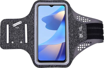 Hoesje Geschikt voor Oppo a16 hardloop telefoonhouder – armband - sportband - van stof - Zwart