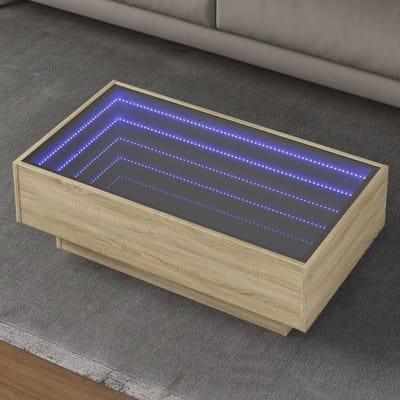 Led bijzettafel - Infinity tafel - Sfeer creëren - RGB verlichting - 90 x 50 x 30 cm - Sonoma eiken