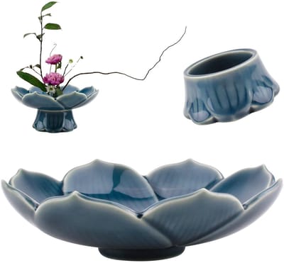 benodigdheden, cyaan-blauwe lotus bloemenvaas keramische bloempot voor Ikebana bloemenkunst fruitschotel woondecoratie