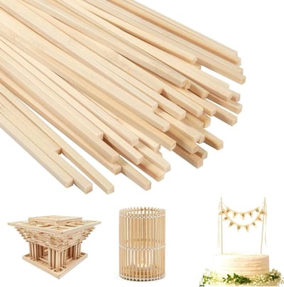Set van 60 Balsa Houten Sticks van 25 cm, Vierkante Houten Dowel Stokken voor Houtbewerking, Ambachtelijke Projecten en DIY Creaties, 5 mm