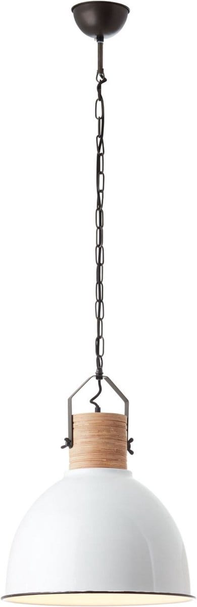 BRILLIANT lamp Barrow hanglamp 42cm hout licht / wit glanzend | 1x A60, E27, 40W, geschikt voor normale lampen (niet inbegrepen) | Schaal A ++ tot E | Ketting kan worden ingekort
