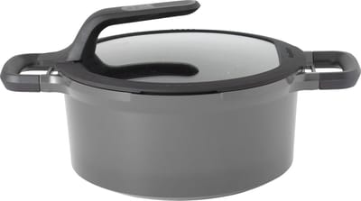 Kookpot met deksel en hittebestendige handvaten grijs 24 cm - Grijs - PFAS-vrij