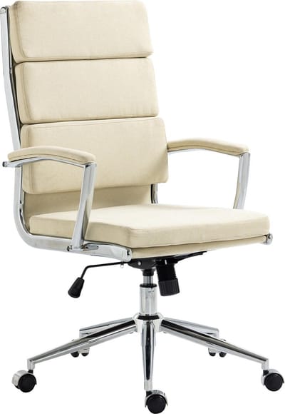 CLP Cleveland Bureaustoel - Ergonomisch - Voor volwassenen - Met schommelfunctie - Met verchroomd frame - creme Stof