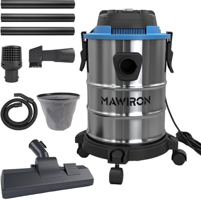 20L Nat/Droog Stofzuiger Krachtige Zuiging | Roestvrijstalen Tank | HEPA-filter | 5M Kabel | Stil ≤80dB | Voor Huis, Auto, Garage, Werkplaats & Bouwreiniging