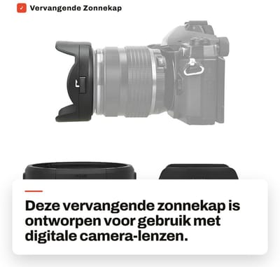 Dailygoods- Zonnekap Vervanging 62mm - Kunststof - Compatibel met M.ZUIKO Digital ED 12-40mm F/2.8 PRO - Voorkomt Waas - Bescherming tegen Licht - Lichtgewicht 20 g - Lenskap