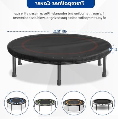 Trampolinehoes - Mini trampoline cover - Bescherming buiten - Waterdicht Oxford doek - 48 inch - Zwart