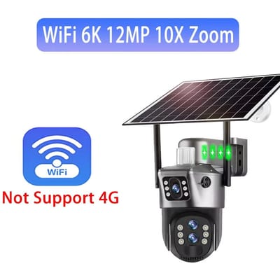 6K 12MP Zonnecamera's WiFi Buiten Drie Lens 10x Zoom Surveillance Draadloze CCTV IP Camara PTZ AI Tracking Beveiligingscamera V380 Wifi Cam 10xZoom