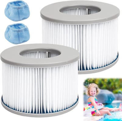 2 Stuks Waterfilter voor MSpa - Vervangingscartridges met Beschermhoes voor Opblaasbare Zwembaden en Spa's