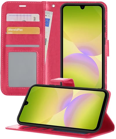 Hoesje - Met Pasjeshouder - Geschikt voor Samsung Galaxy A26 - Luxe Bookcase Portemonee - Flip Case - Kunstleer Book Case - Flipcase - Book Cover - Walletcase - Portemonneehoes - Telefoonhoesjes - Donkerroze