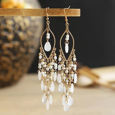 Boho Etnische Zaadkralen Lange Oorbellen Voor Vrouwen Kleurrijk Kristal Kwastje Hangende Drop Oorbel Meisjes Mode Feest Sieraden brown