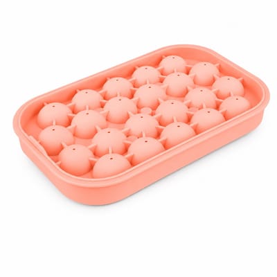 Ijsblokjesvorm met Deksel - Siliconen Ijsblokjesmaker voor 22 Ronde Ijsballen - Flexibele Ijsblokjeshouder voor Vriezer, Thuisbar, Whisky, Cocktails, Ijskoffie en Frisdrank - roze