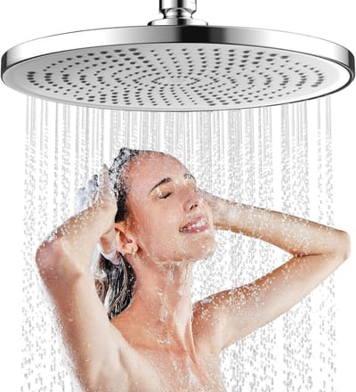 Douchekop - ronde hoofddouchekop - 10-inch drukdouchekop - 264 siliconen watergaten - vaste douchekop - regendouchekop - 360 graden verstelbare douchekop - hoofddouchekop geschikt voor doucheruimte - zilver