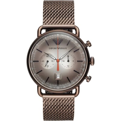 Emporio Armani AR11169 Bruin Mesh Chronograaf Herenhorloge