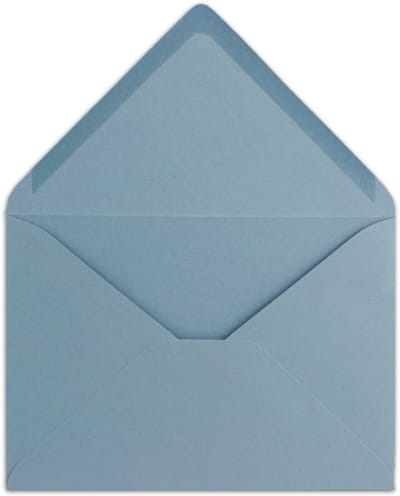 Hemelsblauwe B6 enveloppen met natte kleeflaag, 120 x 180 mm, 80 g/m², puntenslijper