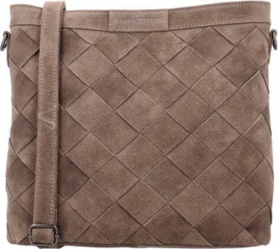Hide & Stitches Acadia Schoudertas - Suède - Geweven - Verstelbare Band - Rits - Dames Tas - Crossbody - Leren Dames Tas - Donkertaupe