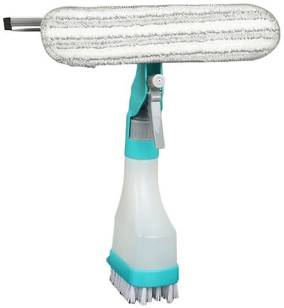 Multifunctioneel raamreinigingsgereedschap, 4-in-1 raamreinigingsset met sproeier, geschikt voor ramen, spiegels, tegels en glas (1 stuk)