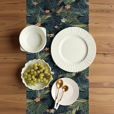 ABAKUHAUS Palmen-tafelloper – Exotische flora – 40x180 cm – Violet