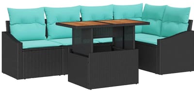 vidaXL - Tuinbank - Set - 6 - st - 5-Aantal - zitplaatsen - Zwart - en - Teal