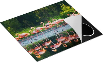Chefcare Inductie Beschermer Kudde Flamingo's op het Water - 60x50 cm - Afdekplaat Inductie - Kookplaat Beschermer - Inductie Mat