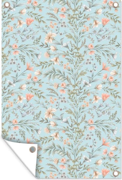 Tuinposter - Tuindoek - Tuinposters buiten - Vintage - Planten - Bloemen - 80x120 cm - Tuin